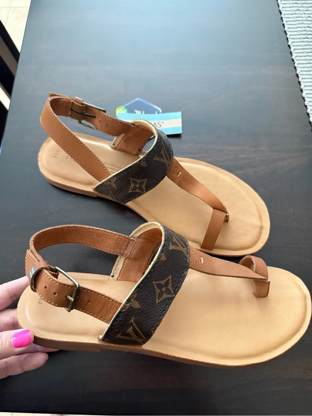 Boutique made Louis Vuitton Designer-Style T-Strap Sandals
